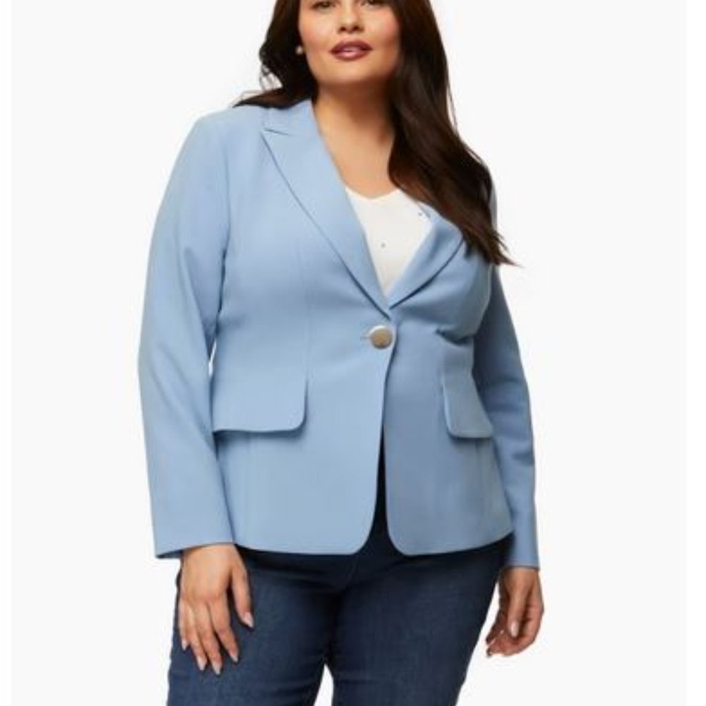 LAURA:  Notch Collar Blazer - crystal blue
